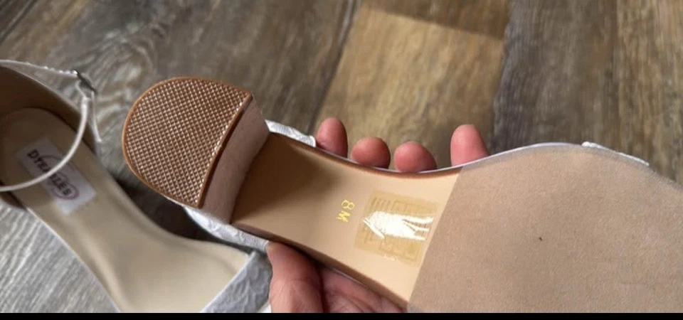 Dyeables White Lace Chunky Heel Wedding Women's Sandals Shoes 8m - Image 4 of 4