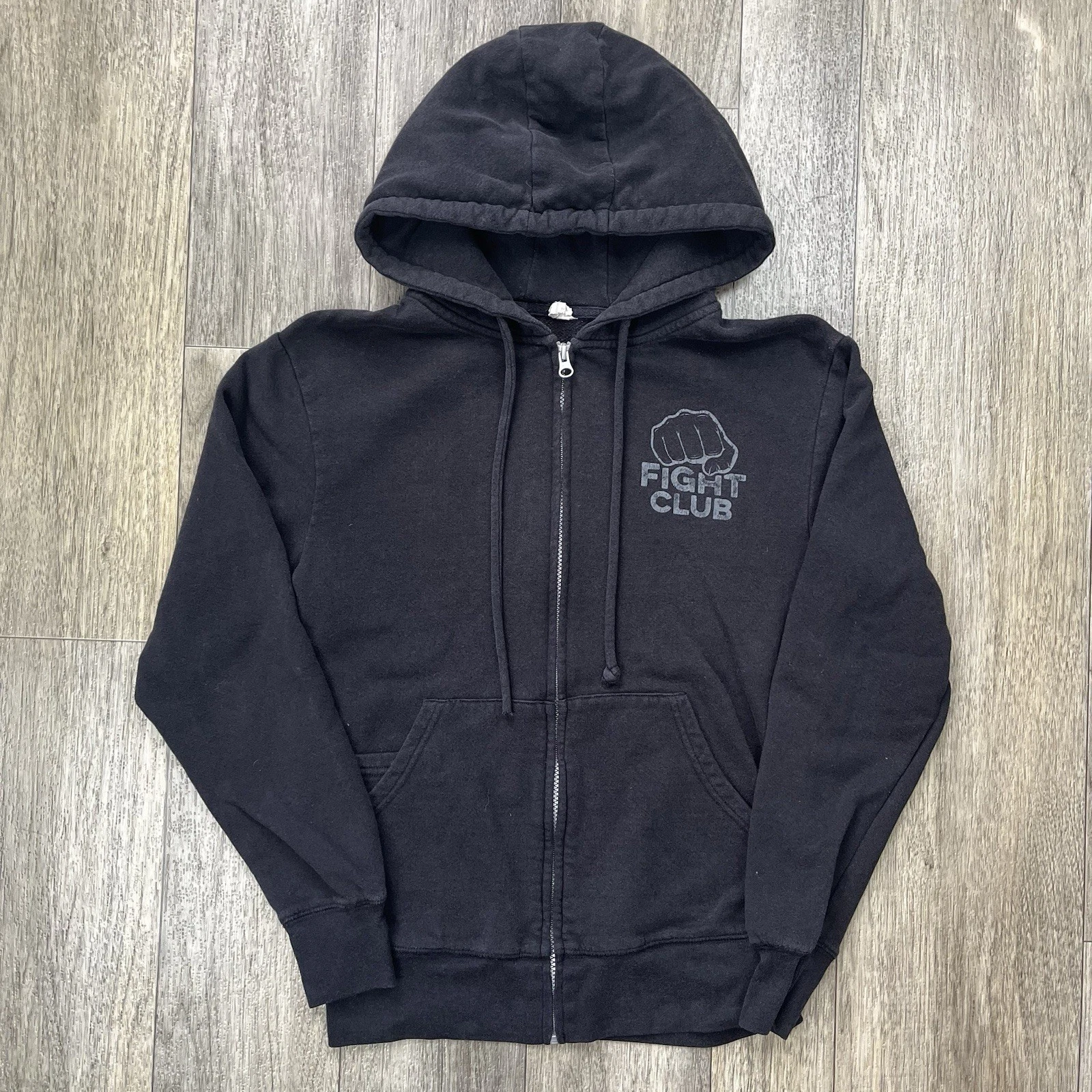 Vintage Y2K Fight Club Hoodie Size S/M Black Full Zip Tyler Durden Movie Promo