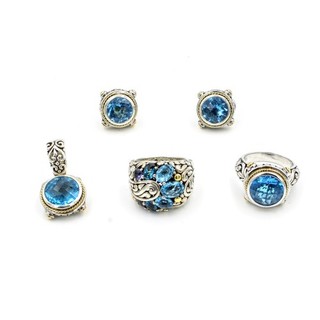 Effy Balissima Multicolor Blue Topaz 925 Earring Pendant Ring Lot of 4 #S4566 4
