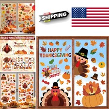 Cute Autumn Window Stickers 9 Sheets Thanksgiving Theme for Glass Surfaces