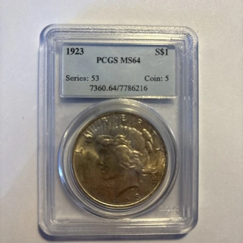 🇺🇸 1923 Silver Peace Dollar MS64 Series: 53 Coin: PCGS Cert# 7786216 🇺🇸