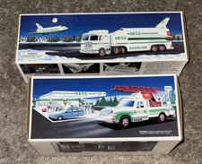 Hess 1999 Toy Truck Space Shuttle With Satellite & 1994 Rescue Truck NEW In Box