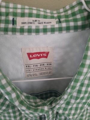 Levi's Herren Westernhemd Slim Fit kariert grün/weiß XXL Langarm