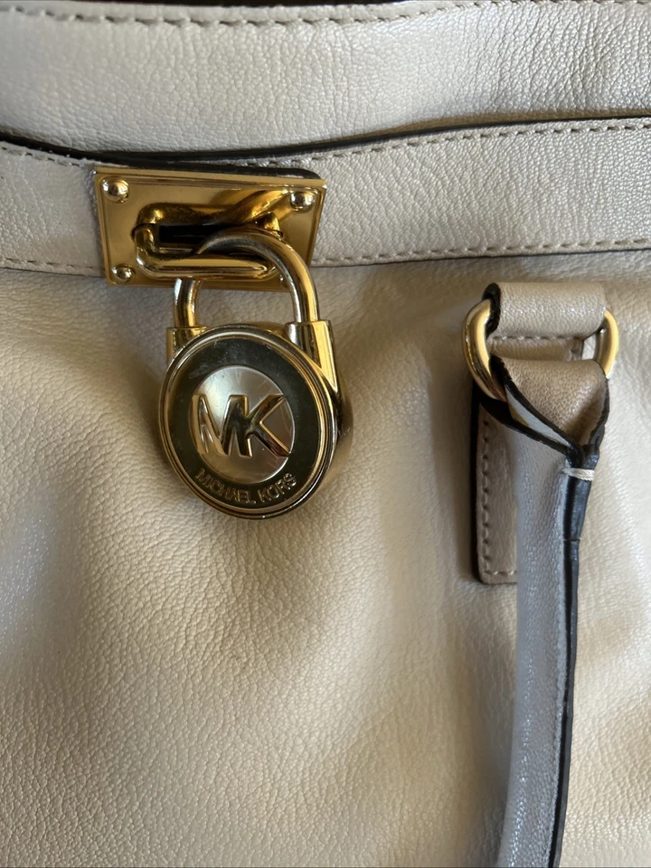 Impresionante Auténtico Michael Kors Cuero Blanco Hamilton Bolso Cartera Cadena de Bloqueo Foto 4 de 4