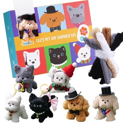 71 PCS Pipe Cleaner Craft Kit for Kids- DIY Animal Puppy Kit with Video Tutor...