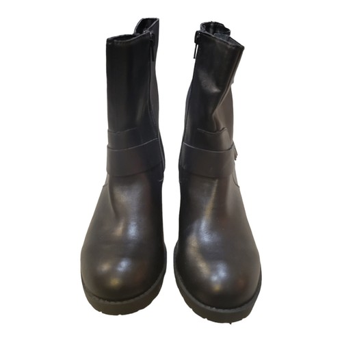 Women's Moto Boot Black Style & Co Gianara Mid-calf boot Size 6.5 zip buckle - Picture 5 of 9