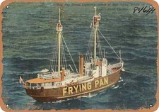 METAL SIGN - North Carolina Postcard - Frying Pan Shoals Lightship, center of b