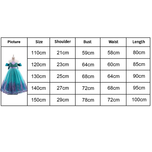 Girls Ariel The Little Mermaid Princess Costume Dress Party Fancy Dress Up Gifts - Picture 4 of 15