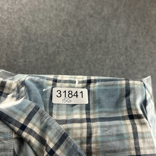 7 For All Mankind Shirt Mens Extra Large Blue Plaid Button Up Linen Blend Adults - Picture 9 of 9
