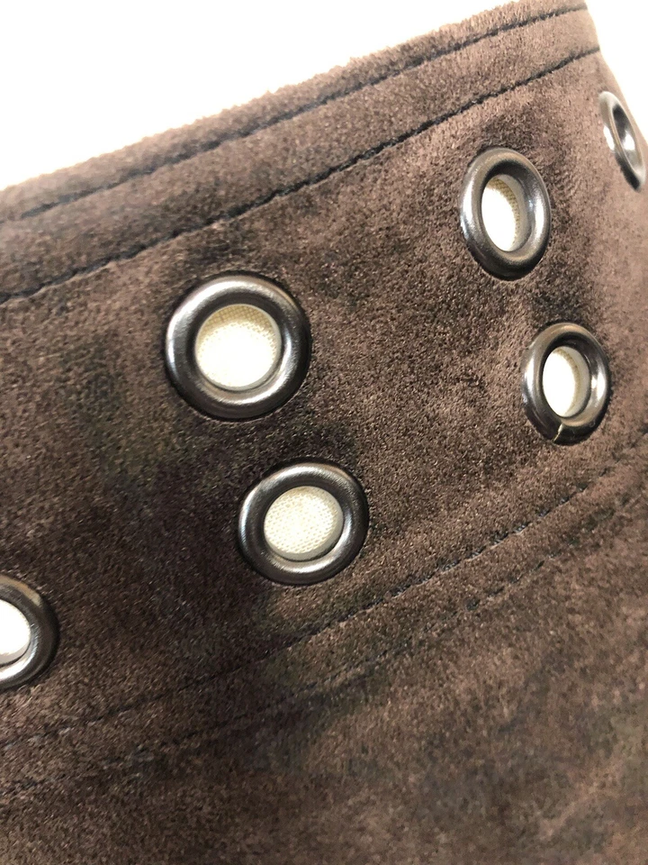 BCBG MaxAzria Talla Pequeña Terciopelo Plata Ojal Falda Marrón Corta Estilo Y2K Foto 3 de 4