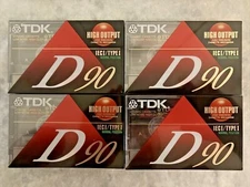 Lot of 4 TDK D90 Blank Audio Cassette Tapes ICEI/TYPE I High Output - New Sealed