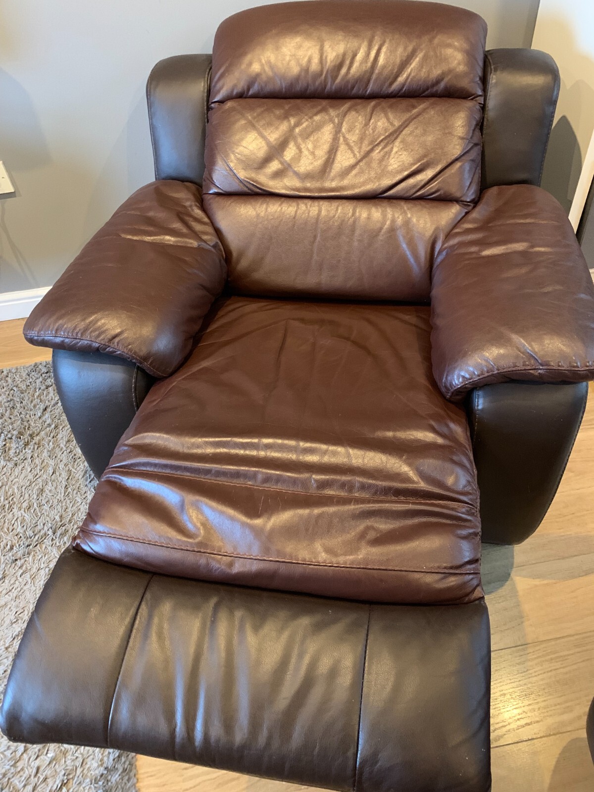 DFS Brown Leather Electric Reclining Armchair eBay