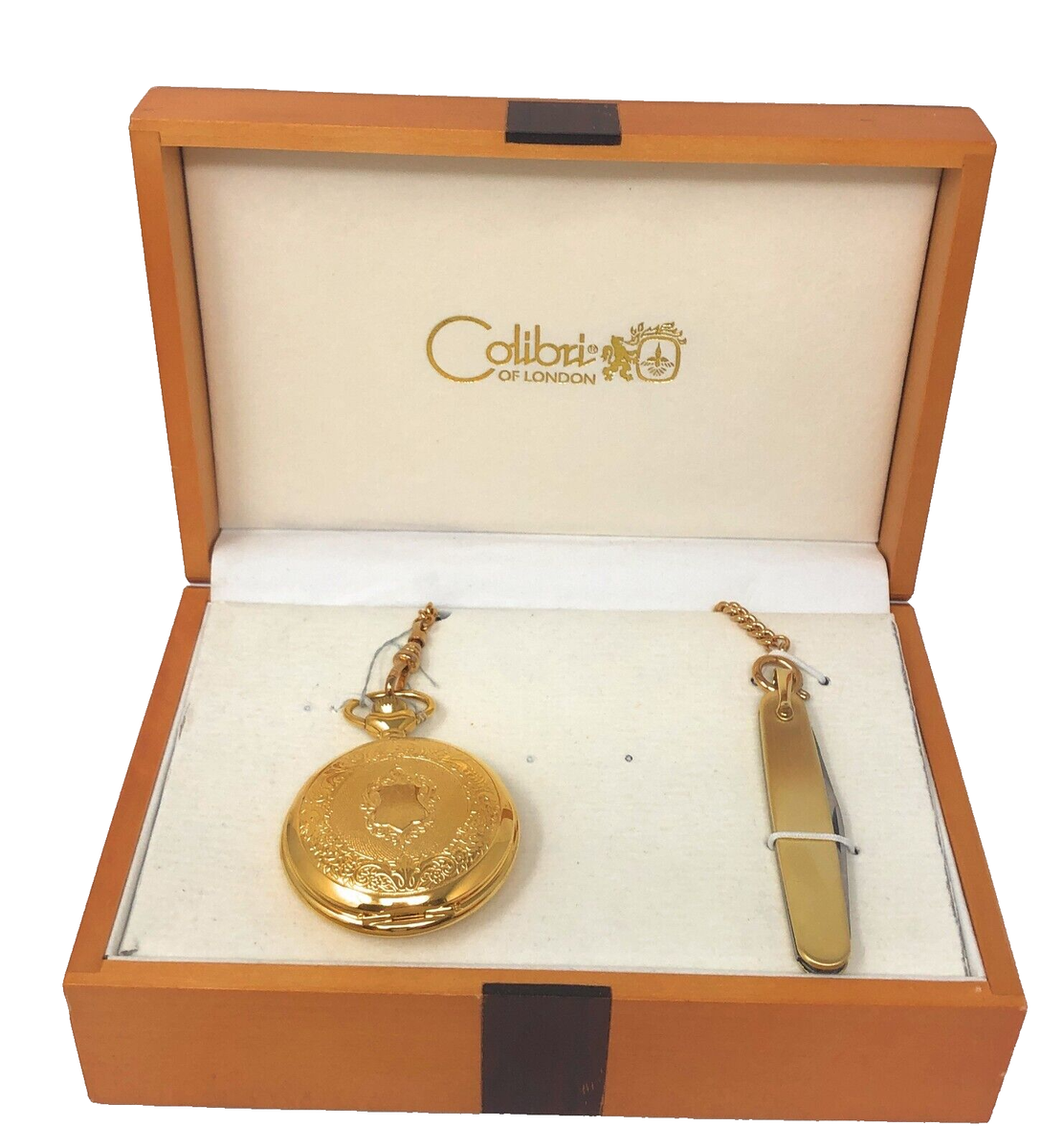 Colibri Pocket Watch Knife Timepieces W/ Papers Box New Old