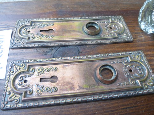 Set ferramenta porta vittoriana ottone antico vintage 4 pezzi 110422 H - Foto 3 di 7
