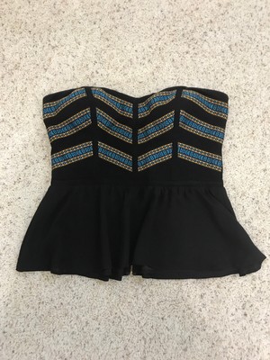 black strapless peplum top
