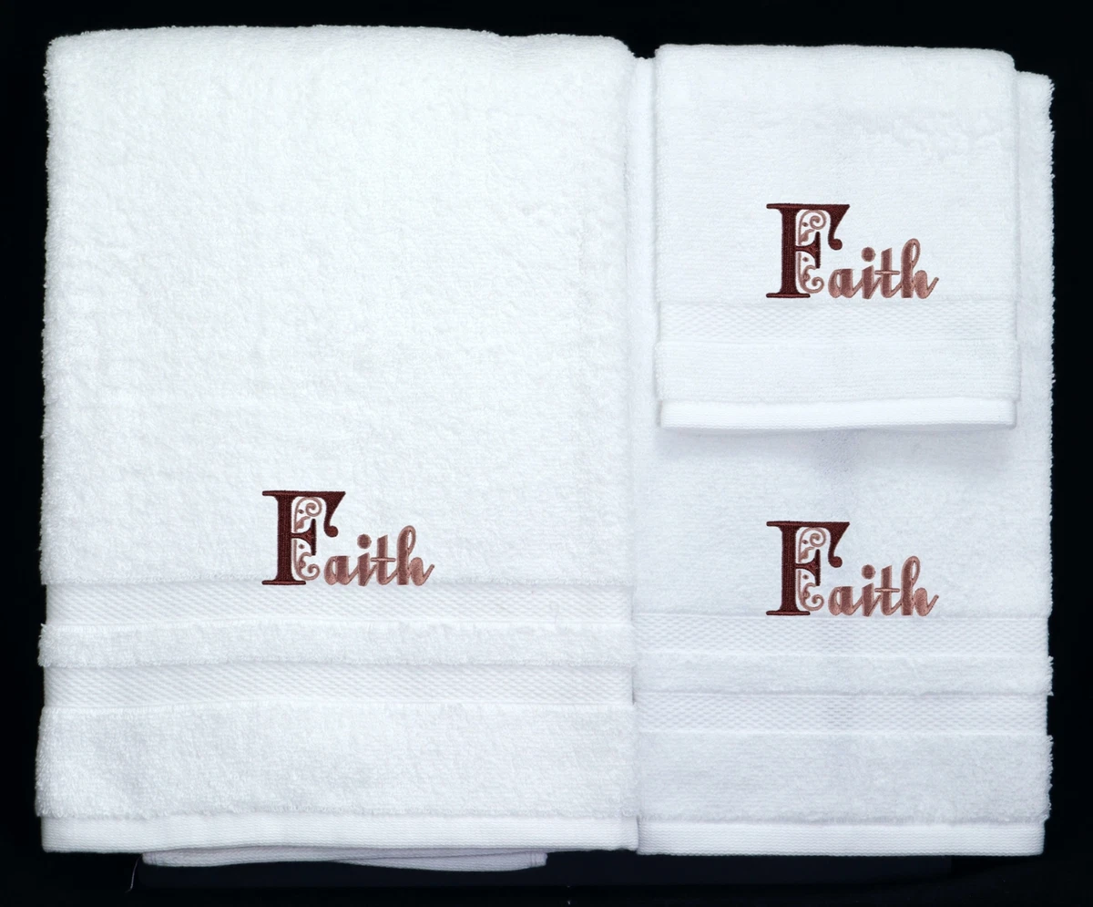 3 Pc. Monogrammed Bath Towel Set / Embroidered Bathroom Towels