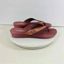 Capelli New York Flip Flops Women 11 Pink Mauve Gold Glitter Thong Slide Comfort
