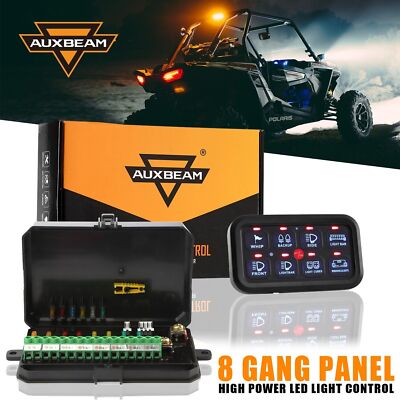 AUXBEAM 8 Gang Toggle Control Switch Panel Relay System Blue for ATV UTV Boat US
