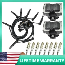 2X OEM Ignition Coil & Iridium Spark Plug & Wire For Ford F-150 F-250 4.6L FD487