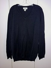 L.L. BEAN MEN'S LS V-NECK GRAY 100 COTTON PULLOVER SWEATER-XLT-WORN ONCE-NICE