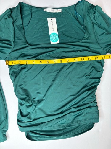LUSH Stitch Fix Naomi Square Neck Cropped Top Dark Green NWT Size S - Picture 4 of 6