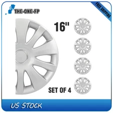 Set of 4 16" Snap On Full Hub Caps Wheel Covers Fit R16 Tire & Rim Silver PP