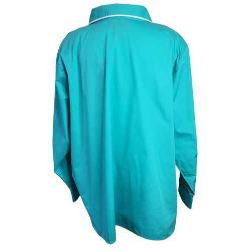 NWT Bob Mackie Womens Wearable Art Shirt Sz 3X Green Ribbons Long Sleeve Button - Picture 8 of 13