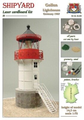 Shipyard Leuchtturm Gellen Lighthouse Germany 1907 1:72 Laser Kartonbausatz