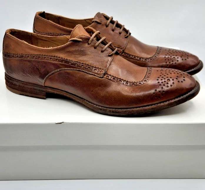 RARA scarpe Oxford Alexander McQueen da uomo in pelle marrone con lacci EU42 5 US9 5