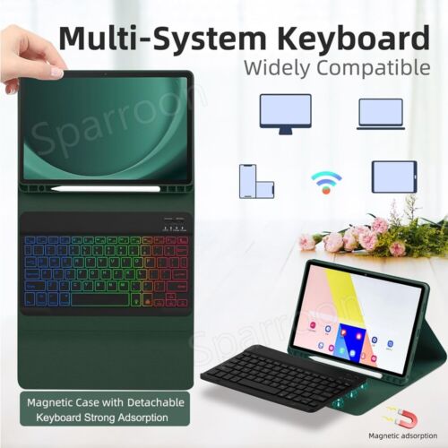For Samsung Galaxy Tab A9 Plus 11"2023 Backlit Keyboard Leather Case Cove Mouse - Picture 12 of 64