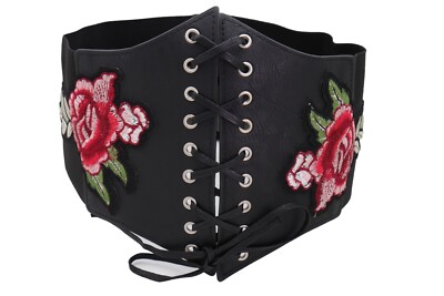 Women High Waist Wide Black Corset Elastic Waistband Belt  display picture 2