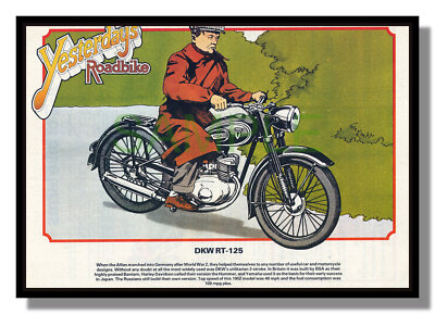 DKW RT 125 Zweitakt Einzylinder gerahmt Bild BSA Bantam free p&p UK