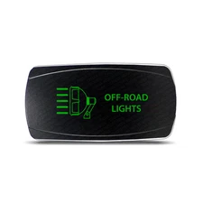 Rocker Switch Off-Road Lights Symbol - Horizontal - Green LED