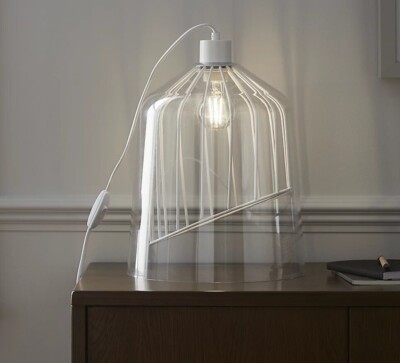 Tischlampe Leuchte Calaneo matt weiß und klar Modern Home E27 Restposten 2