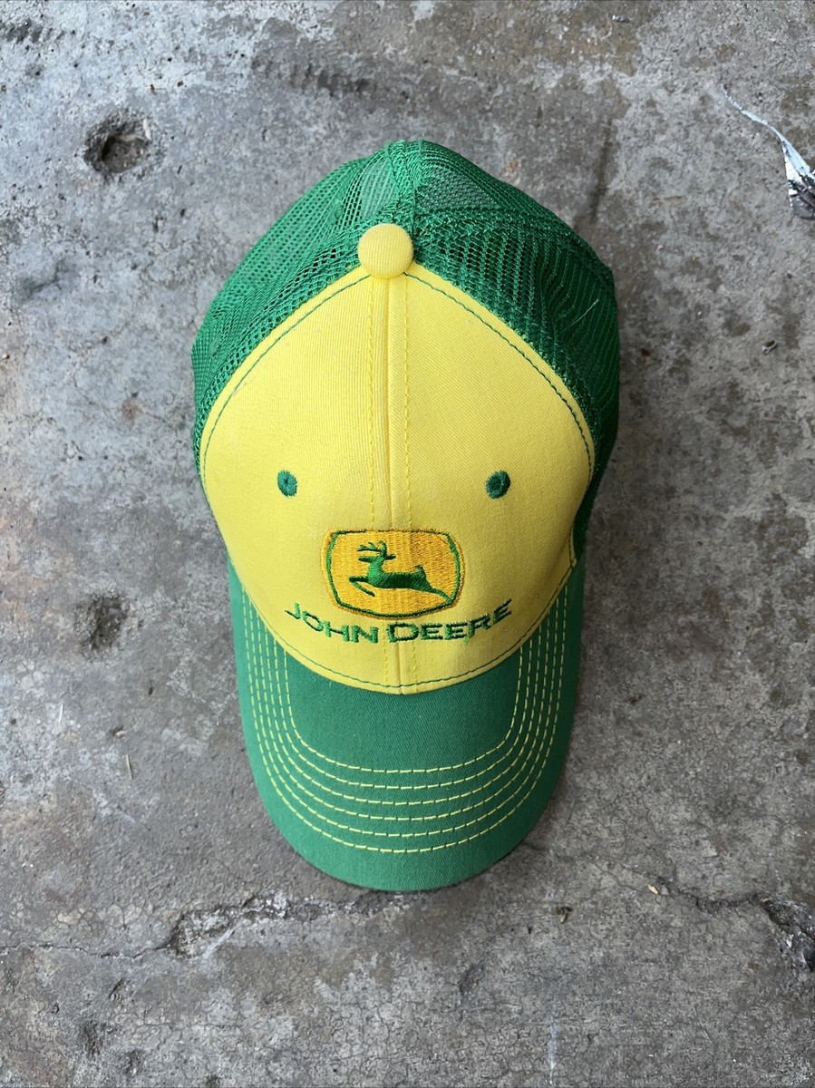 John Deere Green Snapback Yellow Mesh Trucker Hat Licensed 