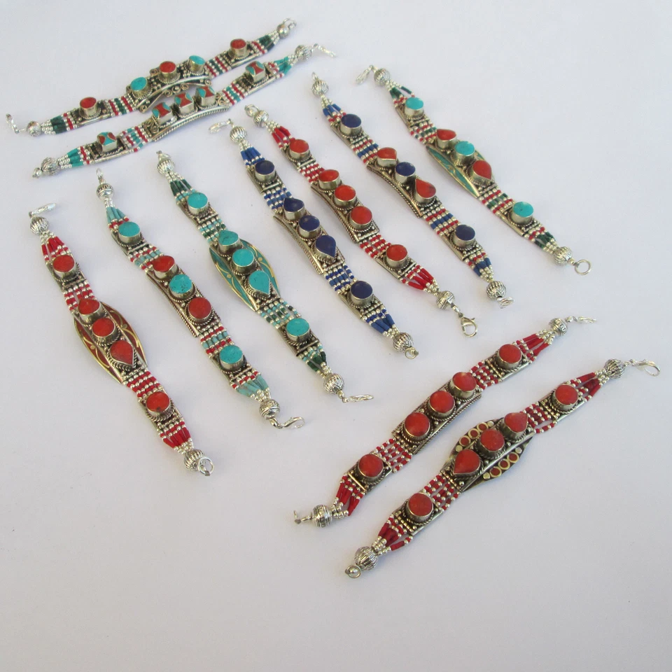 Lote de 11 pulseras hechas a mano diseño boho multicolor y piedras preciosas Foto 2 de 4