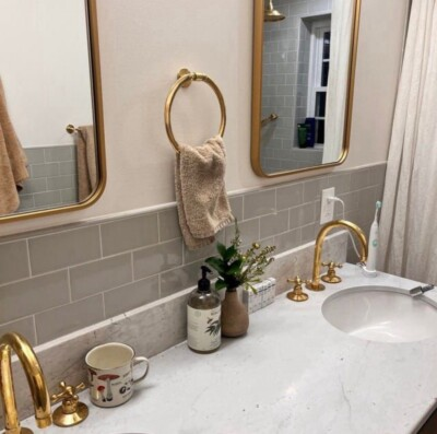 #ad Unlacquered Brass Bathroom 3 Holes Faucet Vanity Faucet Deck Mount Faucet $280.00