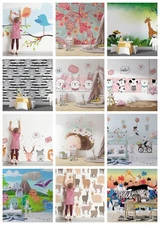 3D Animals Cartoon Color Self-adhesive Wallpaper Removable Wallpaper Wall Mural