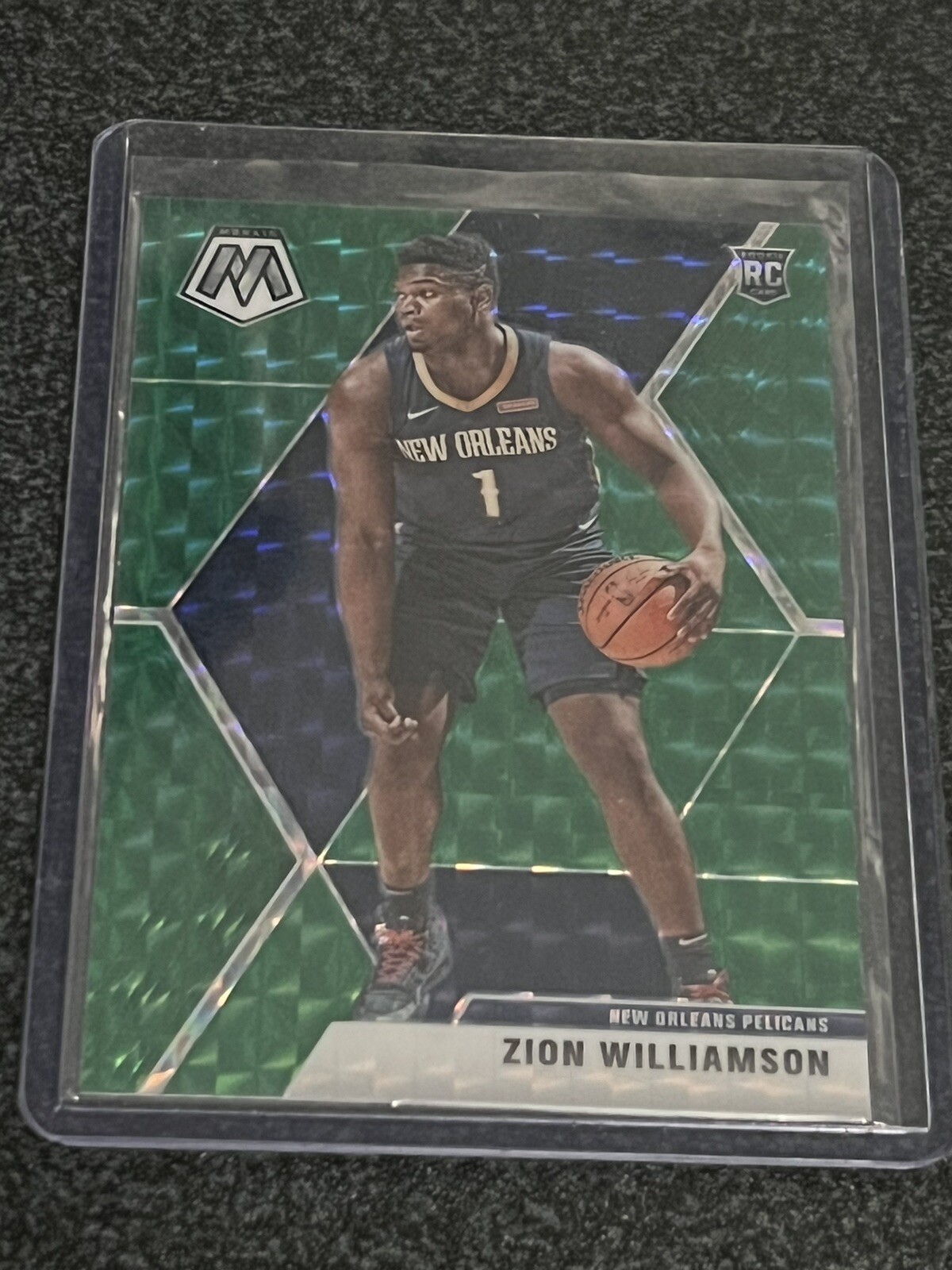 2019-20 Panini Mosaic #209 Zion Williamson Green Mosaic Prizm Rookie Pelicans