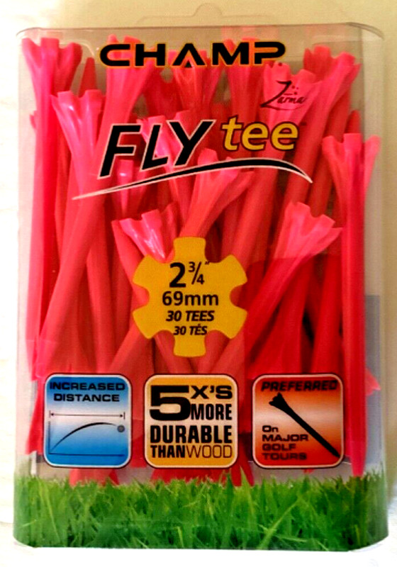 Wow!!NEW 3 packs of 30 Champ Zarma Fly 2 3/4" Plastic Golf Tees Neon Pink