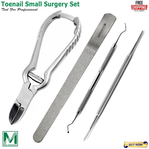 INGROWN TOENAIL CLIPPERS CUTTER NAIL FILE LIFTER STAINLESS STEEL CHIROPODY TOOLS - Picture 1 of 5
