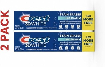 Crest 3D White Stain Eraser Whitening Toothpaste Mint Splash 2.3oz