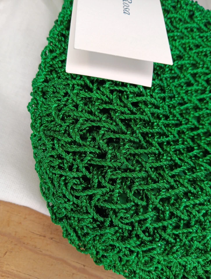 Maria La Rosa Lee Mini Bag Green Metallic Woven Special Occasion Formal Handbag - Image 2 of 4