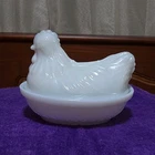 Vintage White Milk Glass Hen on Nest Covered Dish Continental Can Co