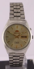 Orient Men Automatic 21 Jew Silver Dial Date/Day Working Wristwatch Steel Band