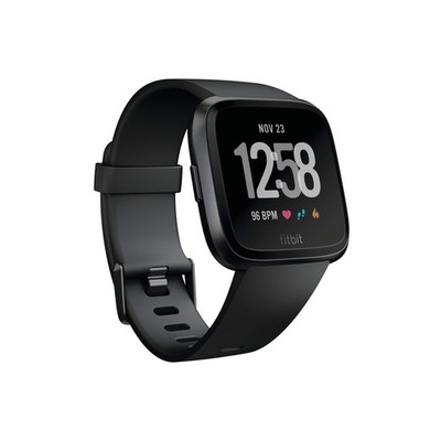 Fitbit Versa 1 Smart Watch, Multisport Tracker, Black/Black Aluminium, One Size
