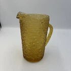 Vintage Anchor Hocking Soreno Harvest Gold Amber 64 oz Ice Lip Pitcher