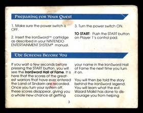Ironsword: Wizards & Warriors II (Nintendo NES) *SOLO MANUALE - LEGGI*