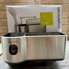 SIMPLEHUMAN KT1116 SINK CADDY NEW STAINLESS STEEL HOLDS SPONGE/BRUSH