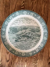 1935 University of California Berkeley  Wedgwood Huge 16 Inch Green Platter-WOW!